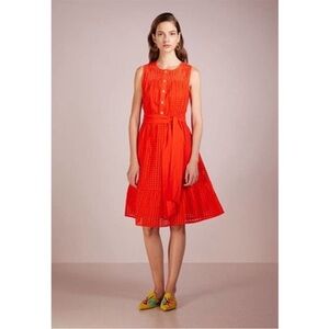J. Crew Orange All Over Eyelet Knee Length Summer Dress Size 6